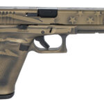 Glock 34 Gen5 MOS 9mm Pistol with Coyote Battle Worn Flag Cerakote Finish
