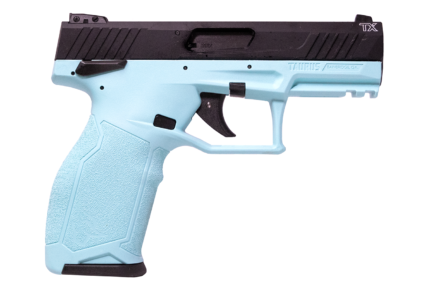 Taurus TX22 22LR Rimfire Pistol with Cyan Frame and Black Slide (10 Round Compliant Model)