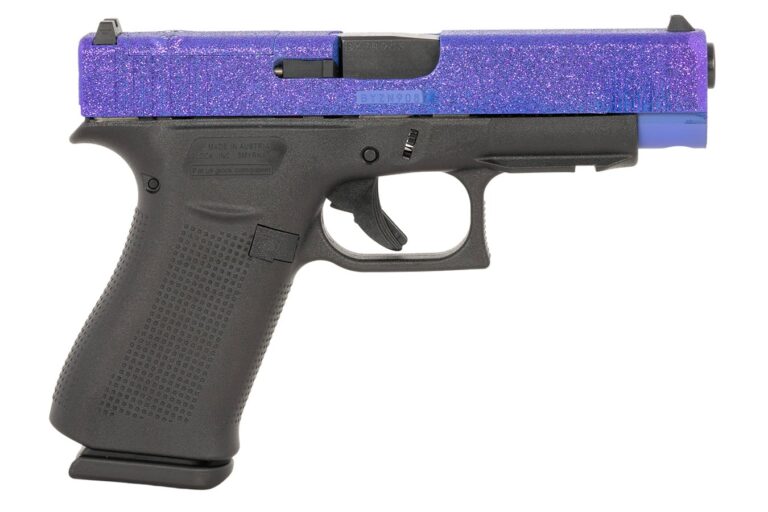 Glock 48 MOS Compact 9mm Optic Ready Pistol with Glamour Gold Purple Glitter Slide