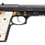 Taurus PT92 9mm Semi-Auto Pistol with White Pearl Grips and Gold Accents