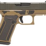 Glock 43X MOS 9mm Shark Coast Customs Happy Little Trees Edition Pistol with Custom Distressed Green Slide, FDE Lasered Frame