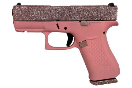 Glock 43X MOS 9mm Pistol with Pink Frame and Pink Glamour Mock Up Glitter Slide