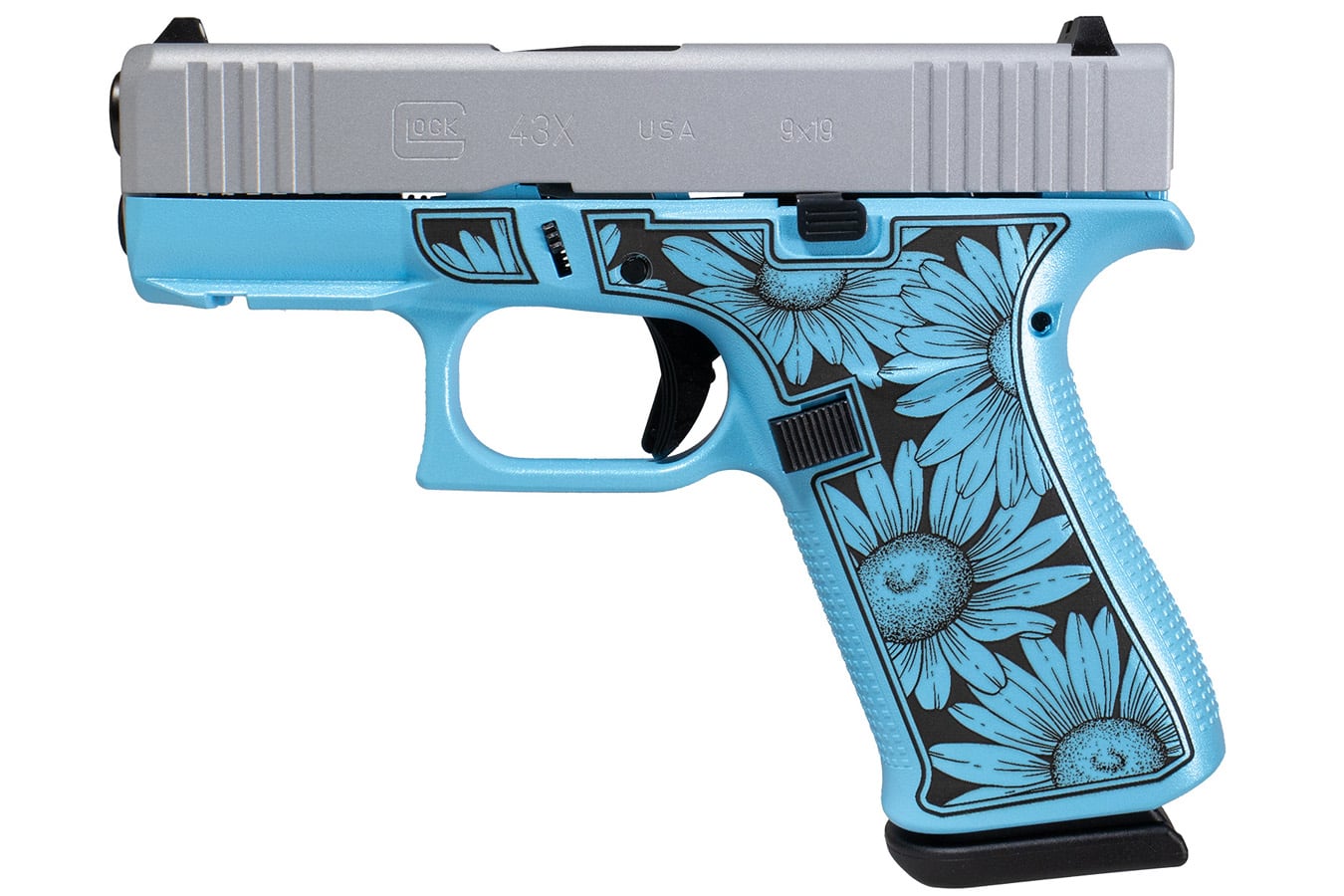 152363-default-l Glock 43X FR 9mm Sub-Compact Pistol with Miss Daisy Blue Cerakote Frame