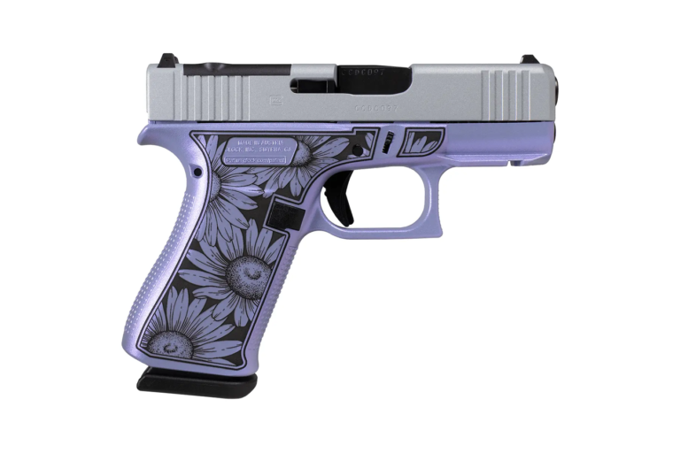 Glock 43X MOS Miss Daisy 9mm Sub-Compact Pistol with Purple Cerakote Finish