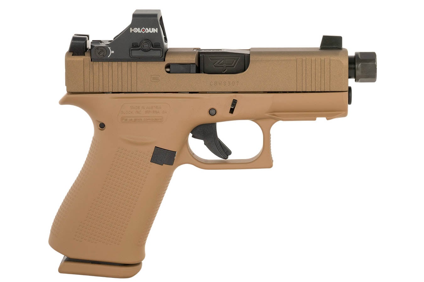 160465-default-l Glock 43x MOS 9mm FDE Pistol with Holosun HS 407K Red Dot and Threaded Barrel