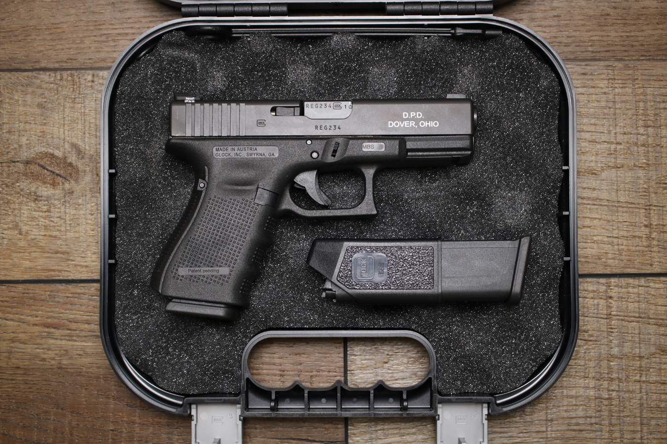 162485-default-l Glock 19 Gen 4 9mm Police Trade-in Pistol with Dover OH PD Markings (Very Good Condition)