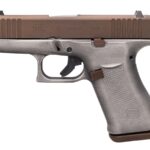Glock 43x 9mm Pistol with Brown Cerakote Slide and Battleworn Silver Frame