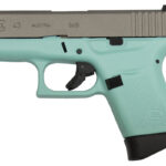 Glock 43 9mm Eggshell Blue Single Stack Pistol with Silver Slide