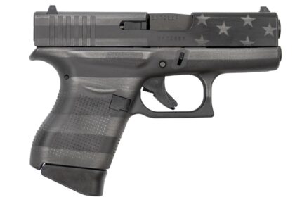 Glock 43 9mm Black and Gray Single Stack Pistol with American Flag Slide