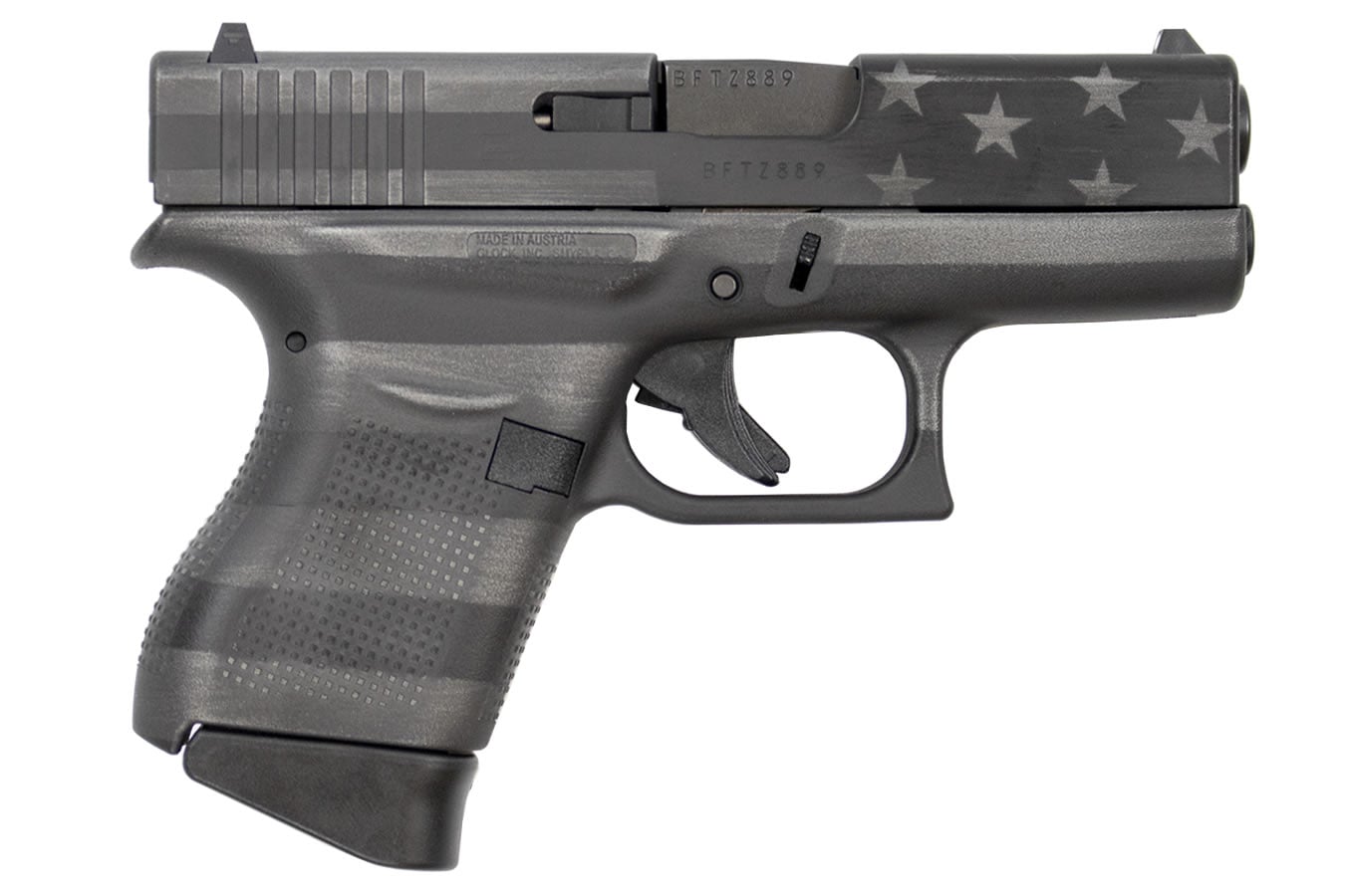 52883-default-l Glock 43 9mm Black and Gray Single Stack Pistol with American Flag Slide