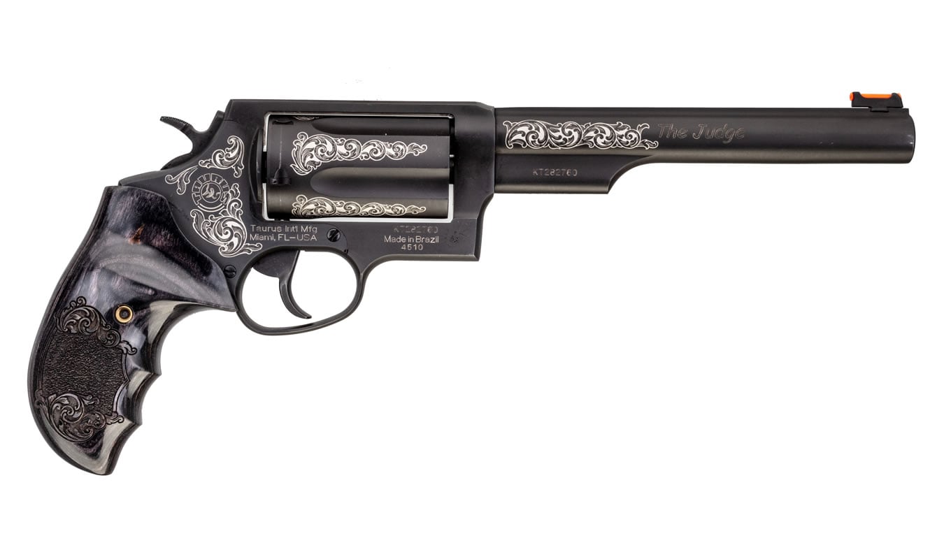 64445-default-l Taurus Judge .410/45 Black Revolver with Laser Engraved Scrolls