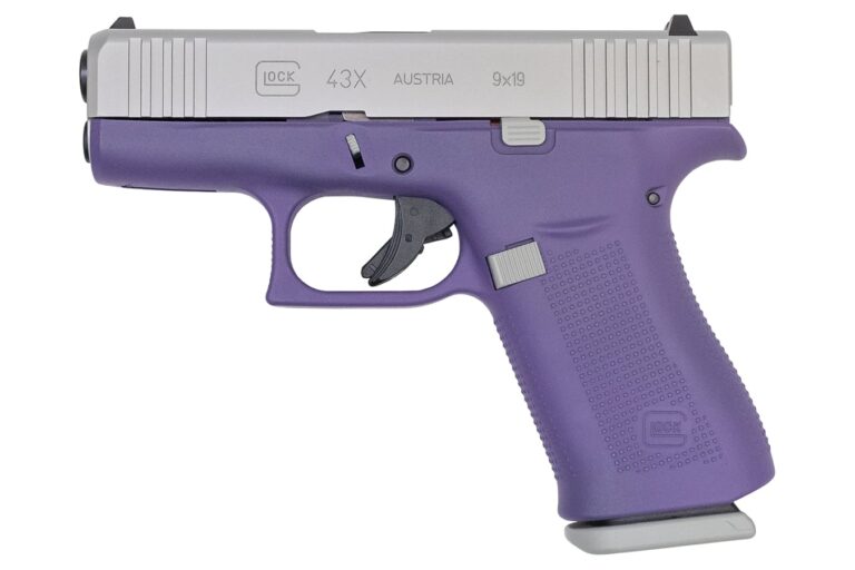 Glock 43X 9mm 10-Round Pistol with Purple Frame and Silver PVD Slide
