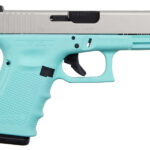 Glock 19 Gen4 9mm Pistol with Cerakote Robins Egg Blue Frame and Shimmering Aluminum S