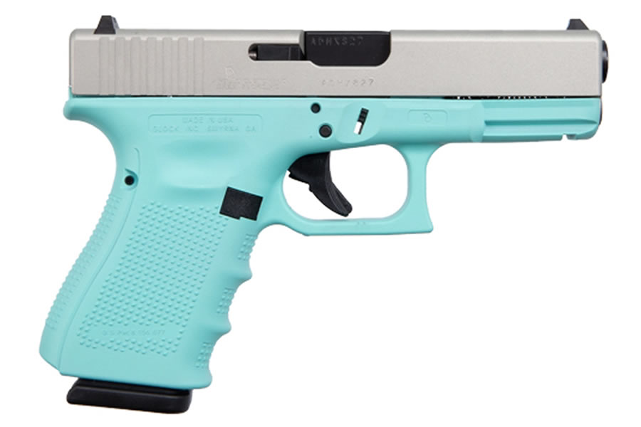 84587-default-l Glock 19 Gen4 9mm Pistol with Cerakote Robins Egg Blue Frame and Shimmering Aluminum S