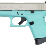 Glock 43 9mm Single Stack Pistol with Robins Egg Blue Cerakote Frame and Aluminum Cera