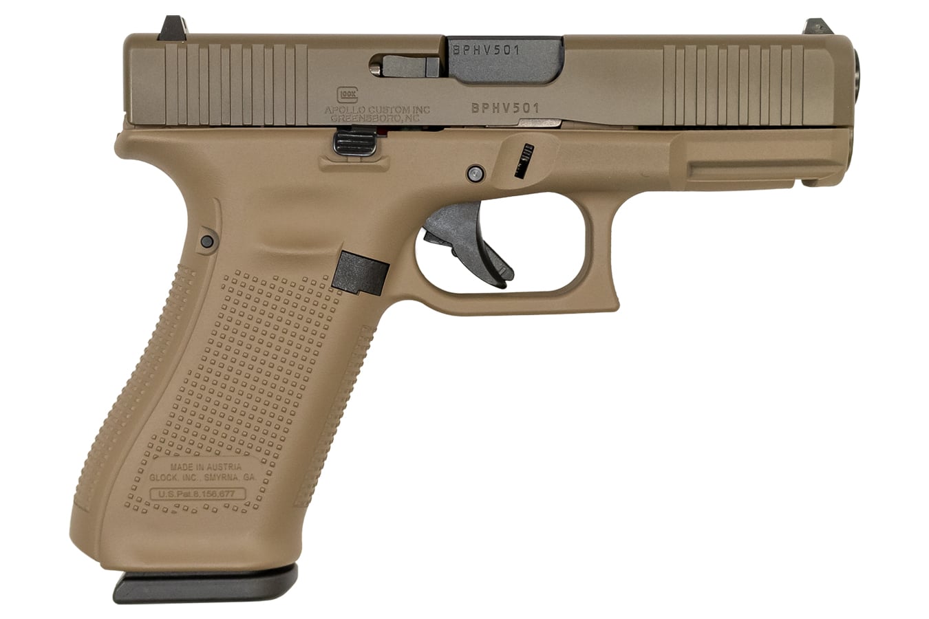 88014-default-l Glock 45 9mm Pistol with Front Slide Serrations, FDE Frame and Patriot Brown Slide Finish