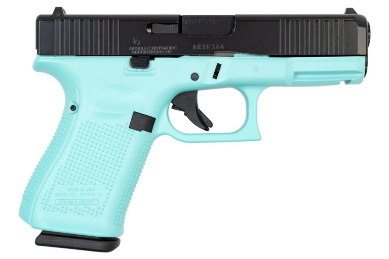 Glock 19 Gen5 9mm 15-Round Pistol with Robins Egg Blue Frame and Black Slide