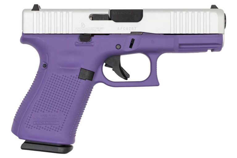 Glock 19 Gen5 9mm 15-Round Pistol with Purple Frame and Shimmer Aluminum Slide