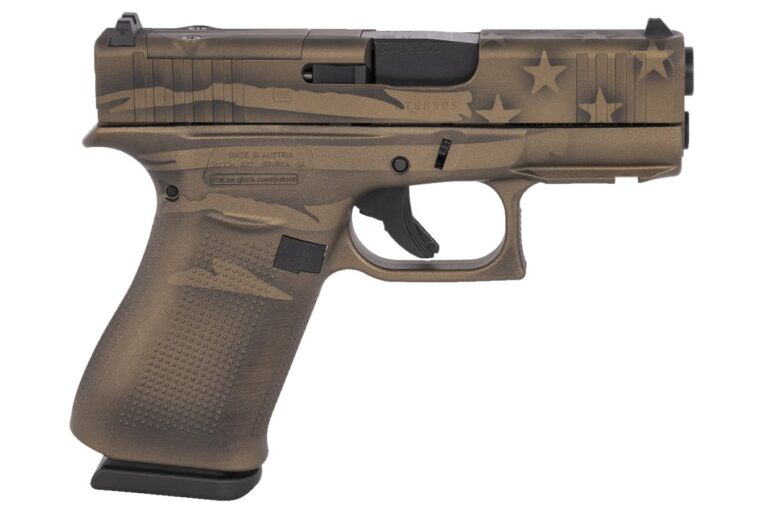 Glock 43X MOS 9mm Pistol with Coyote Battle Worn Flag Cerakote Finish