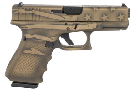 Glock 19 Gen4 9mm Compact Pistol with Coyote Battle Worn Flag Cerakote Finish