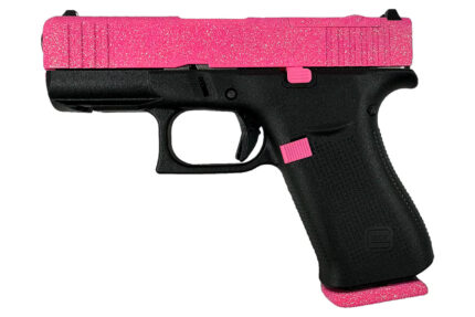 Glock 43X MOS 9mm Pistol with Pink Pixie Mock Up Glitter Slide
