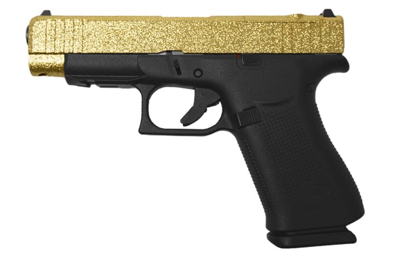 Glock 48 MOS 9mm Optic Ready Pistol with Gold Glitter Slide and Black Frame