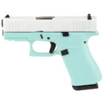 Glock 43X 9mm Pistol with White Slide and Robin Egg Blue Frame