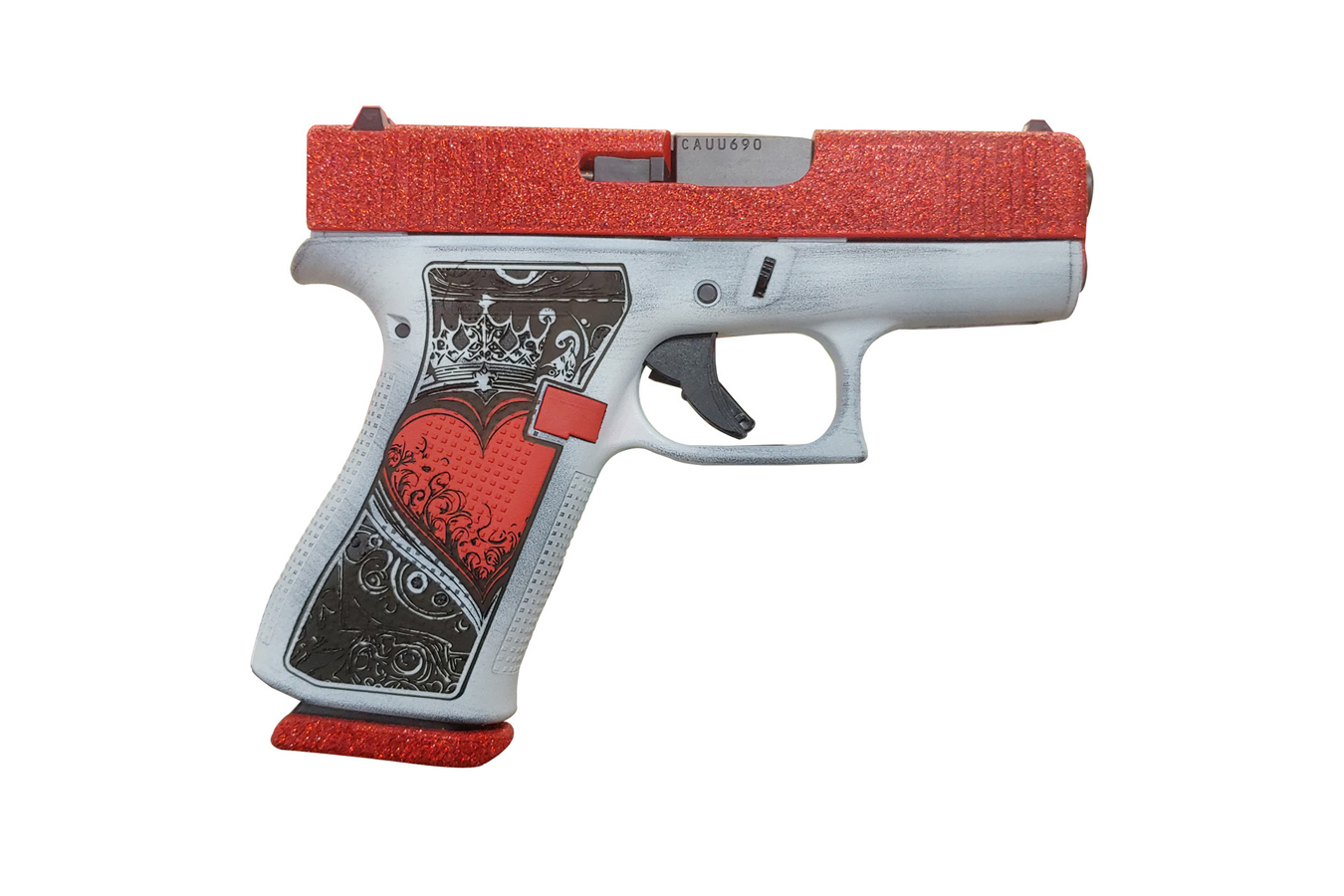 151882-default-l Glock 43X MOS 9mm Optic Ready Semi-Auto Pistol with Glitter Gunz Queen of Hearts Finish