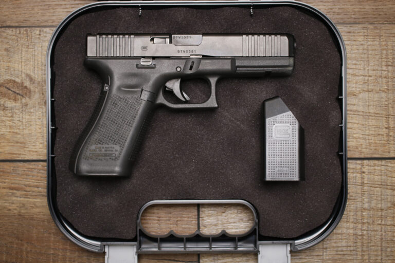 Glock 17 Gen 5 MOS 9mm Optic Ready Police Trade-In Pistols with Night Sights and Front Slide Serrations (Fair Condition)