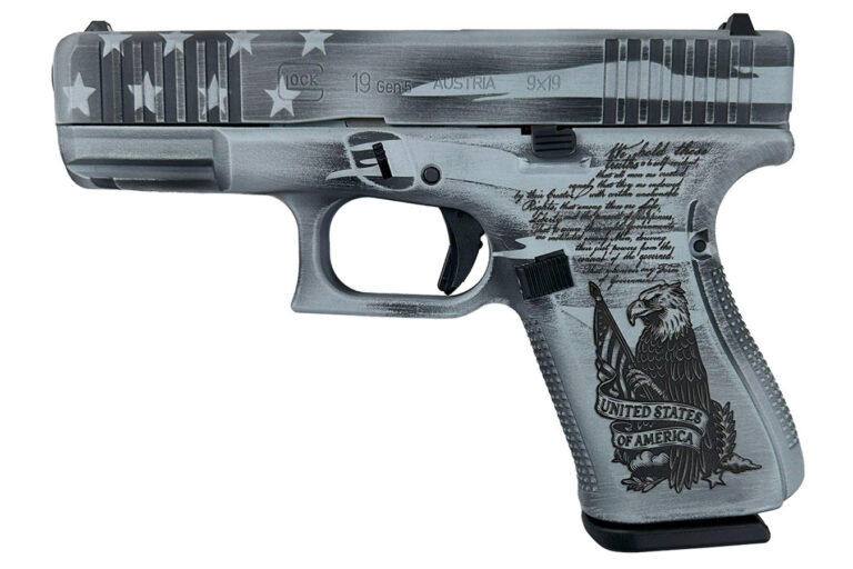 Glock 19 Gen5 9mm PIstol with Custom We Want You Cerakote Gray Finish