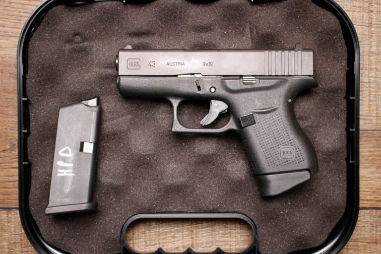 Glock 43 9mm Police Trade-In Pistol with Case and Tw Magazines