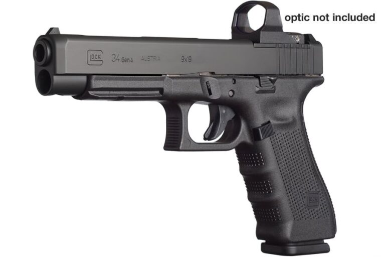Glock 34 MOS 9mm 17 Round Pistol width Adjustable Rear Sight (Gen4)