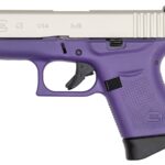 Glock 43 9mm Carry Conceal Pistol with Cerakote Purple Grip Frame and Shimmering Alumi