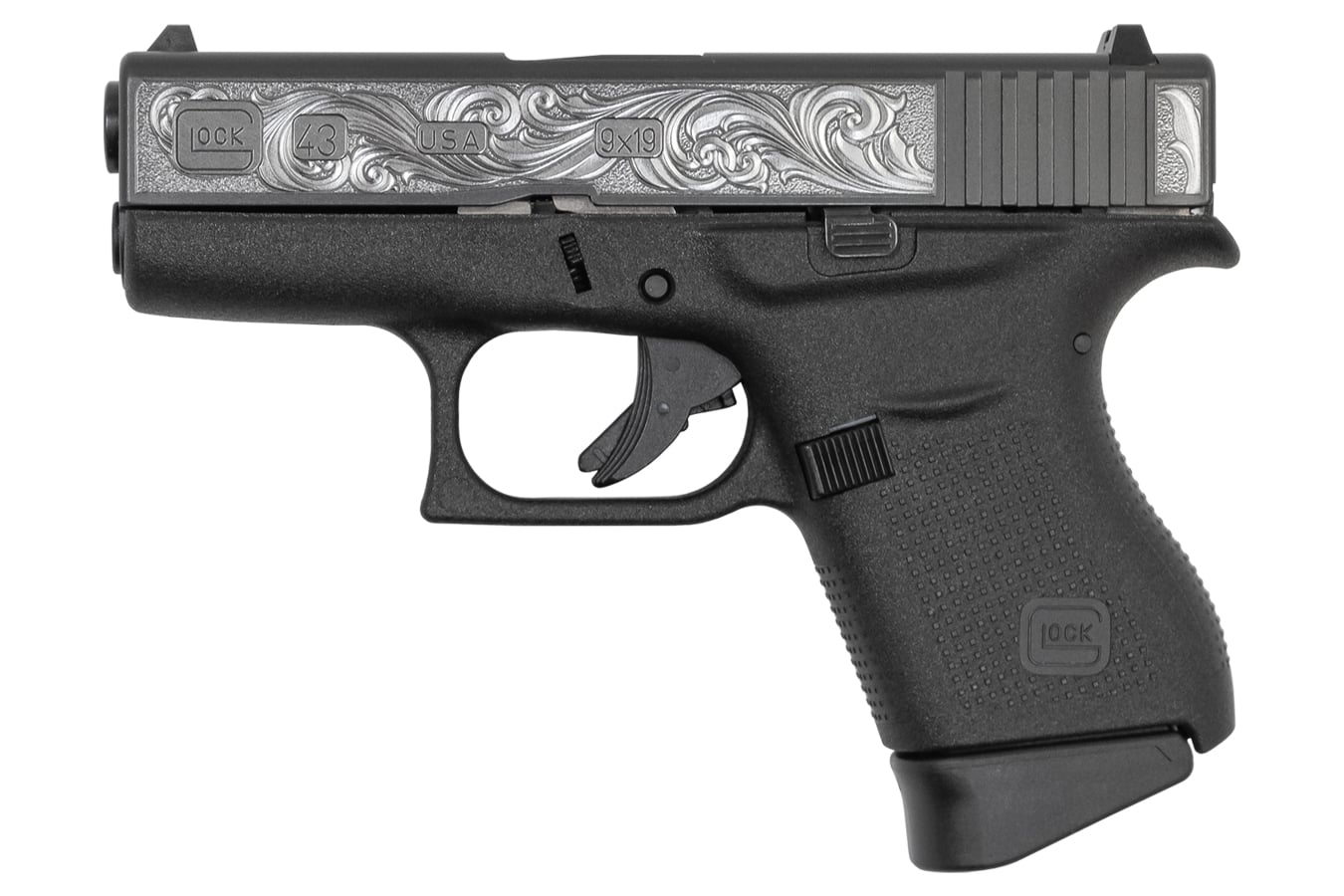 87848-default-l Glock 43 9mm Single Stack Pistol with Custom Engraved Slide (Made in the USA)
