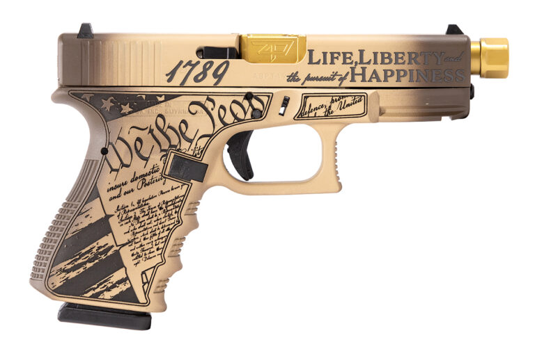 Glock 19 Gen3 9mm Custom Pistol with US Constitution Custom Laser Engraving and 4.6 In