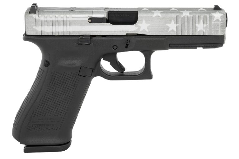 Glock G17 Gen5 9mm Pistol with Gray Battle Worn Flag Cerakote Finish and MOS Cuts
