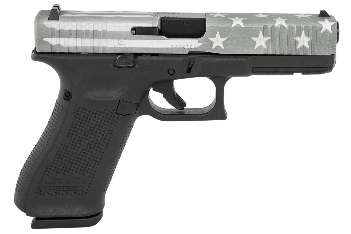 105660-default-l Glock G17 Gen5 9mm Pistol with Gray Battle Worn Flag Cerakote Steel Slide