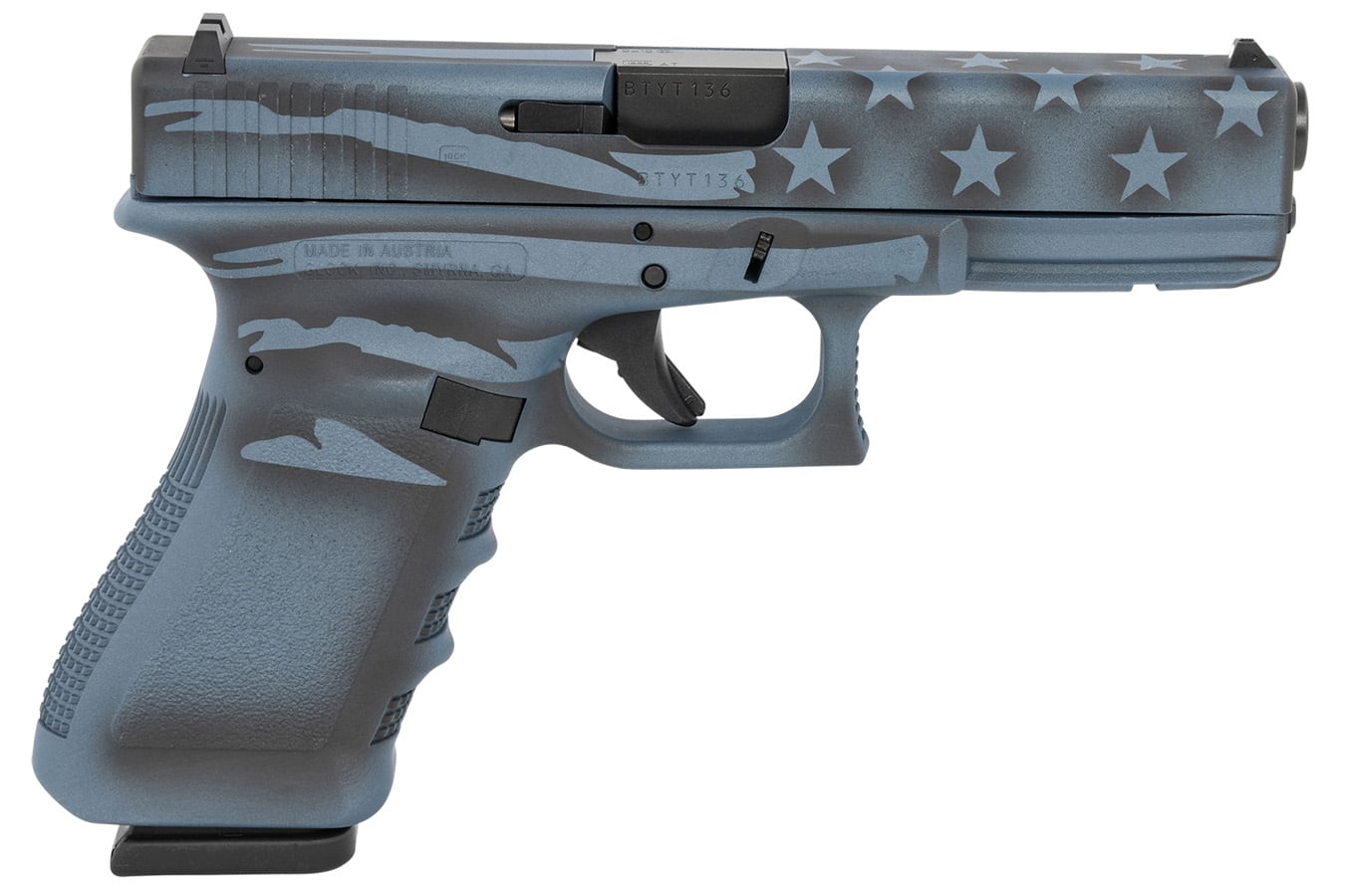 105661-default-l Glock G17 Gen3 9mm Pistol with Coyote Blue Titanium Flag Cerakote Finish