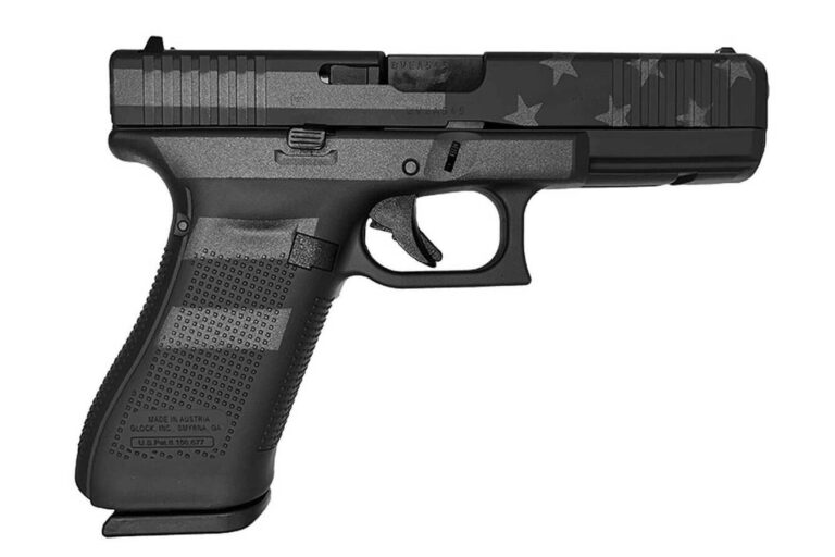 Glock 17 Gen5 9mm Pistol with Black Stealth Flag Cerakote Finish