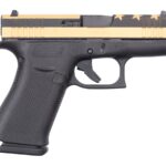 Glock 43X 9mm Semi-Auto Pistol with Matte Black Frame and Cerakote Gold Custom Stars a