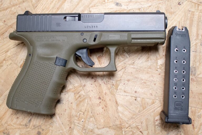 Glock 19 Gen4 9mm Police Trade-In Pistol with OD Green Grip Frame