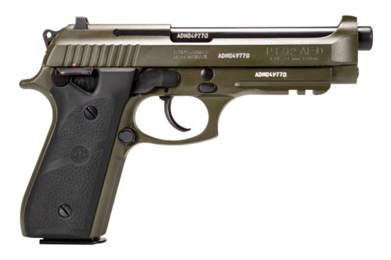 Taurus PT92 9mm Semi-Auto Pistol with Hogue Rubber Grips and OD Green Finish