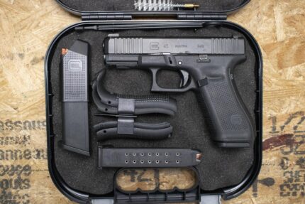 Glock 45 9mm Police Trade-In Pistol with AmeriGlo Sights, Three Magazines, and Case