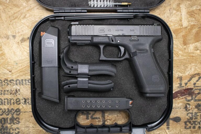 Glock 45 9mm Police Trade-In Pistol with AmeriGlo Sights, Three Magazines, and Case