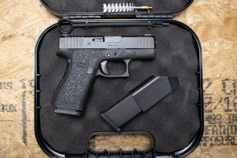 Glock 43X 9mm Police Trade-In Pistol with Two Magazines, Case, and Grip Wrap