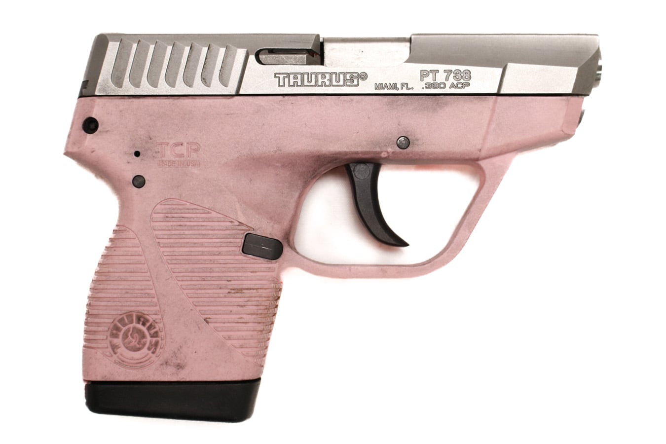 148077-default-l Taurus PT738 380 ACP Police Trade-In Pistol with Pink Frame and Stainless Slide