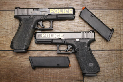 Glock 17 Gen5 9mm Police Trade-in Pistol with Night Sights, Police Markings and Stippling (Good Condition)