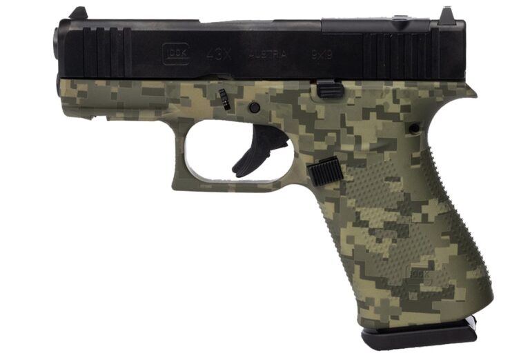Glock 43X MOS 9mm Optic Ready Pistol with Distressed Green Camo Finish