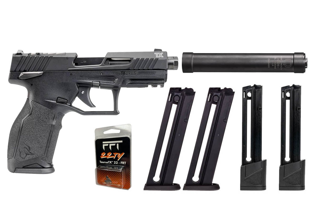 168939-default-l Taurus TX22 Gen 2 T.O.R.O. 22LR Optic Ready 5 Mag Bundle with Q El Camino Suppressor and Freedom Fingers FRT