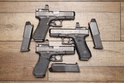 Glock 45 9mm Police Trade-In Pistol with Stippled Grips, Night Sights and LeupoldDelta Point Pro Red Dot (Very Good Condition)